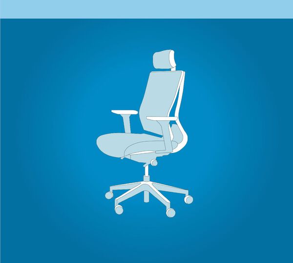 office task chair icon on blue background