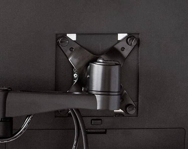 vari dual monitor arm 180 degrees monitor fastening mechanism