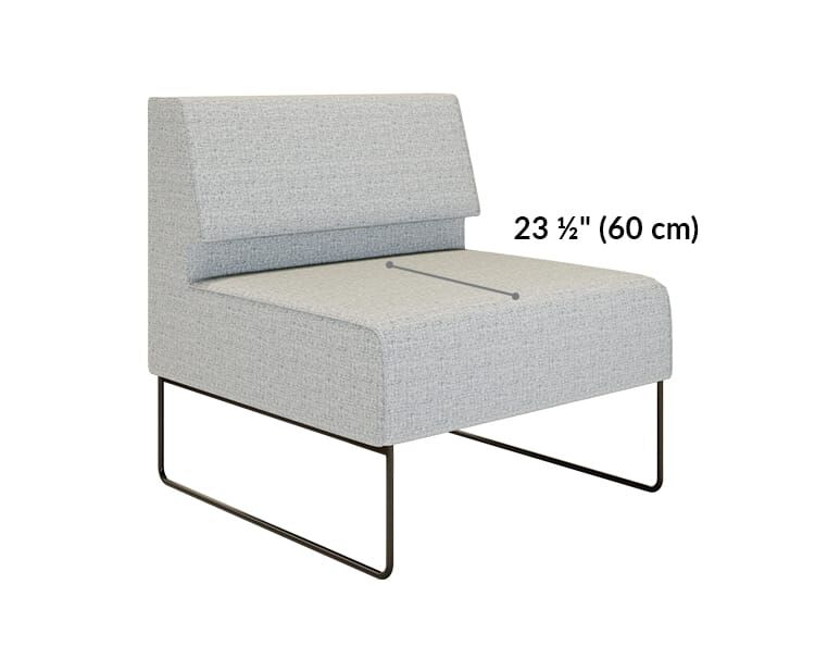 armless seat seat depth is 23 and a half inches deep