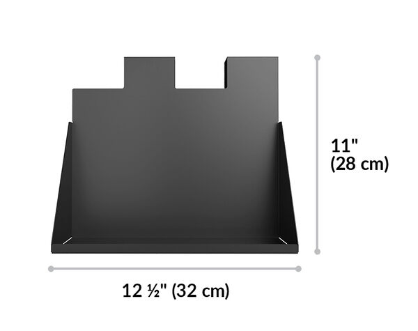 quickflex cube hanging shelf is twelve and a half inches wide and eleven inches tall