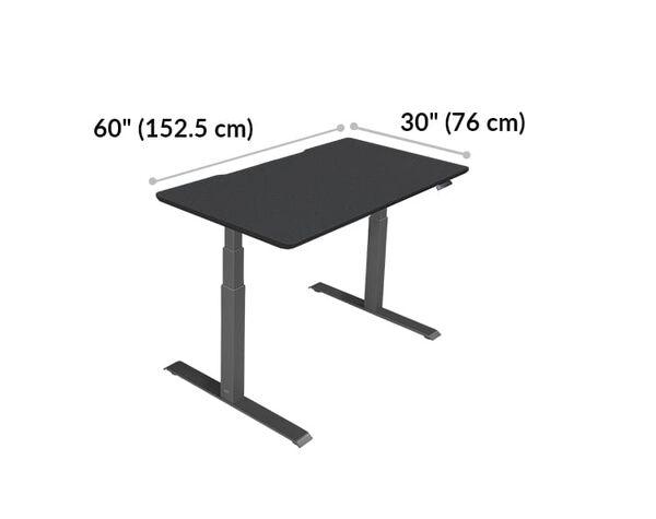 Electric Standing Desk 60x30 Black is 60 inches wide and 30 inches deep