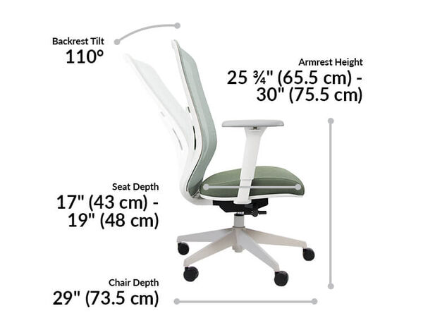 ascent chair has a back rest tilt of 110 degrees 