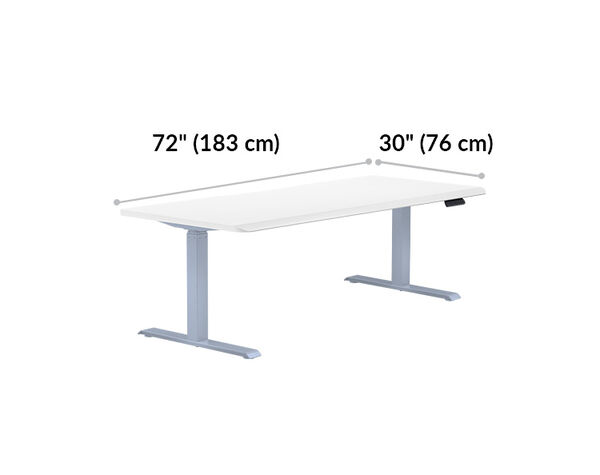 Electric Standing Desk 72x30 White is 72 inches wide and 30 inches deep