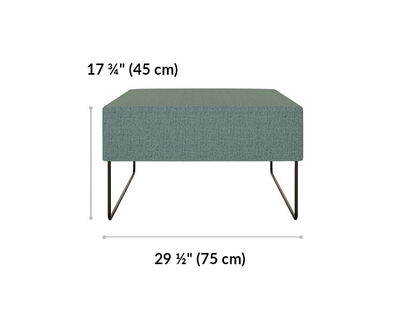 sectional ottoman is 29 and a half inches wide and 17 and a quarter inches tall