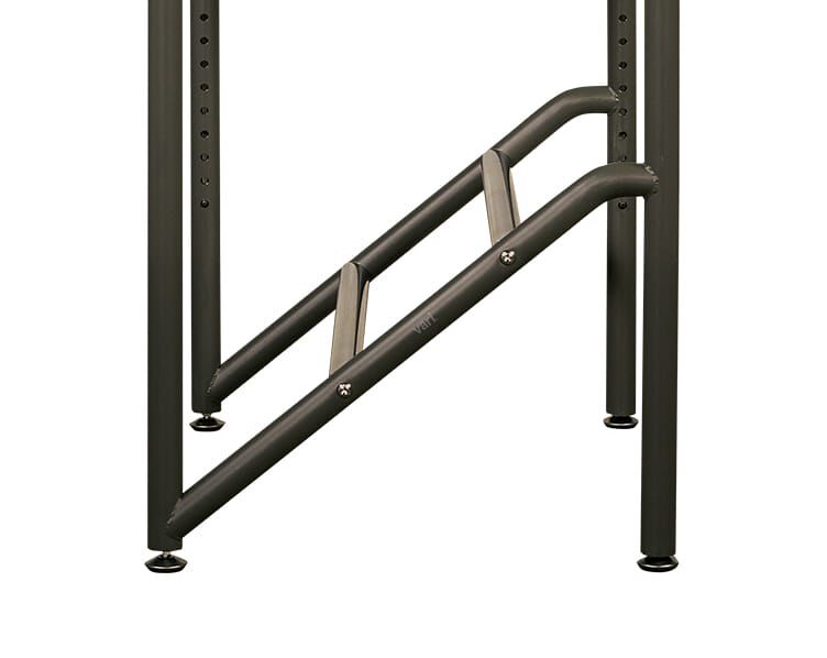footrest and legs of desk are featured against white background