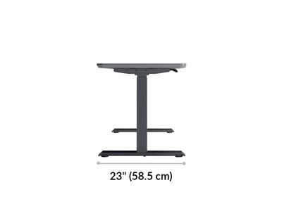 vari electric standing desk 60 by 24 leg base is 28 and 7 eighth inches deep