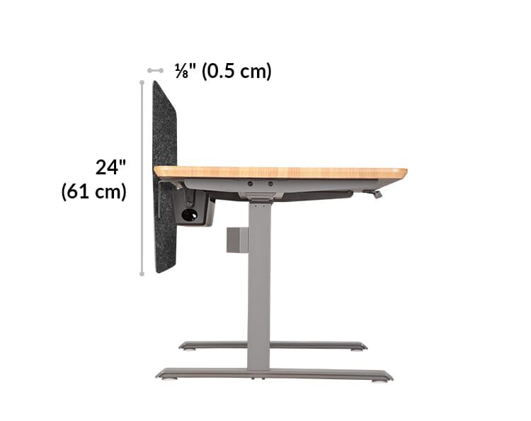 felt privacy and modesty panel is 0.13 inches thick and 24 inches tall