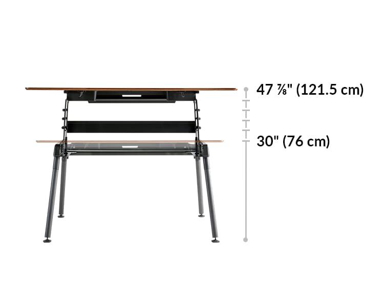height settings range between 30 inches and 47 inches off the ground.