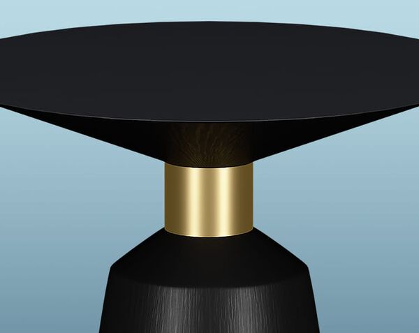 pedestal side table on blue background