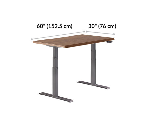 Electric Standing Desk ComfortEdge™ 60x30 Walnut is 60 inches wide and 30 inches deep