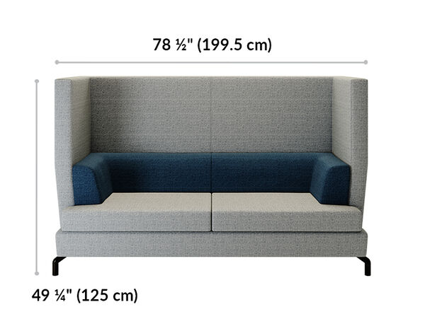 high back sofa is 78 and a half inches wide and 49 and a quarter inches tall