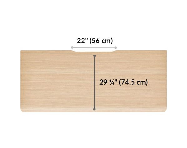 The desktop of the Electric Standing Desk 72x30 Light Wood is 29.25 inches deep