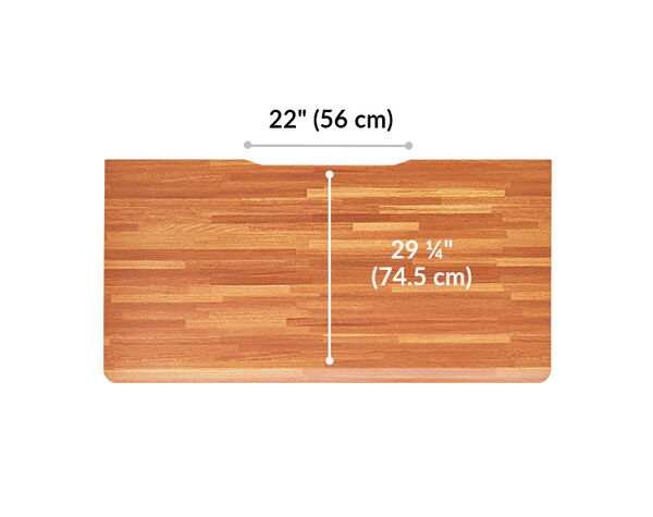 The surface of the Electric Standing Desk ComfortEdge™ 60x30 Butcher Block top is 29.25 inches deep