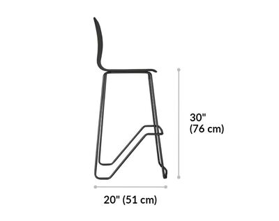 wood conference chair base is 20 inches deep and the seat is 30 inches high