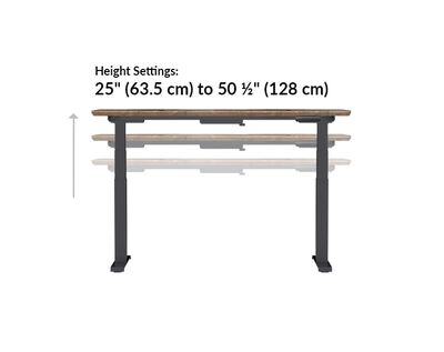 Vari electric standing desk 60 by 24 height settings range from 25 to 50 and a half inches