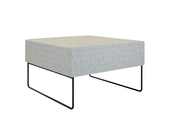 angled view of sectional ottom in light grey