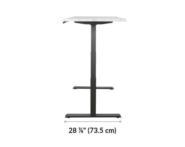 The base of the Electric Standing Desk ComfortEdge™ 60x30 Marble with Slate Legs is 28.88 inches deep