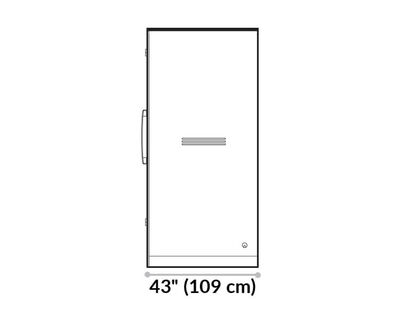 Privacy booth is 43 inches deep