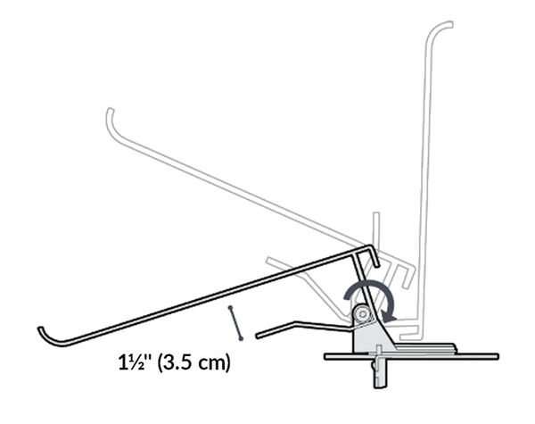 tech track laptop stand has a distance of one and a half inches of space from the back of the stand to the desk top