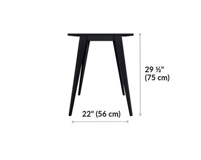 Essential Desk 48x24 Four Leg height is 29 and a half inches inches. Depth between legs is 22 inches.