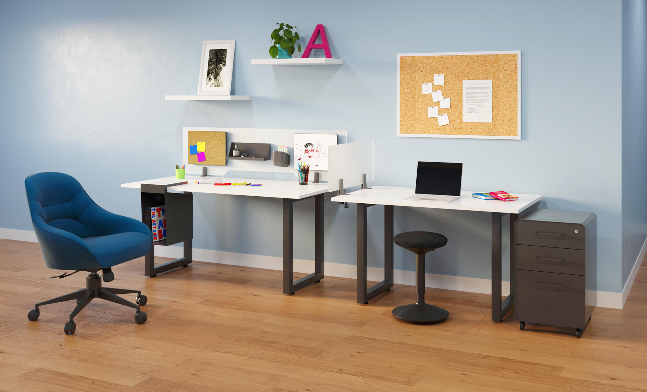 a study room setup in a home  image