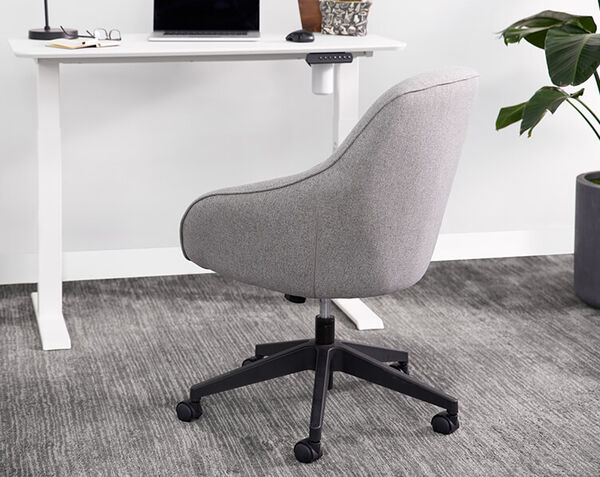 sterling grey upholstered desk chair in office setting