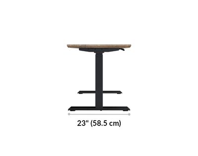 vari electric standing desk 60 by 24 leg base is 28 and 7 eighth inches deep