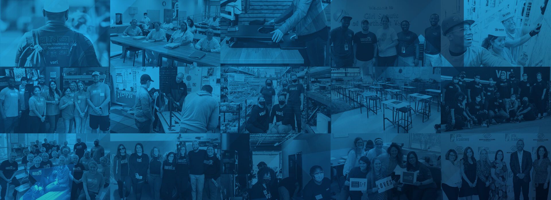 collage of vari employees volunteering for various organizationd