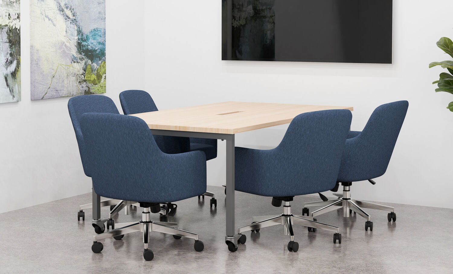 conference room with table and five tempur pedic upholstered chairs
