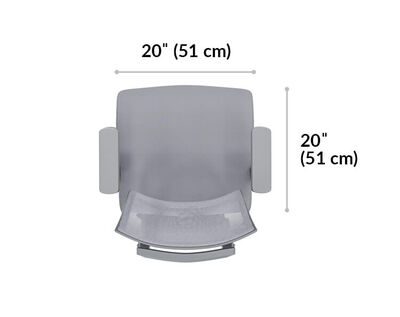 drafting chair seat is 20 inches wide and 20 inches long.