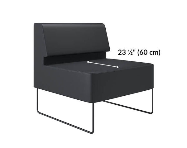 the armless seat has a seat depth of 23 and a half inches deep