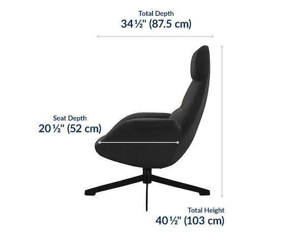 the total height of the lounge chair is 40 and half inches tall. Total seat depth is 20 and a half inches deep.