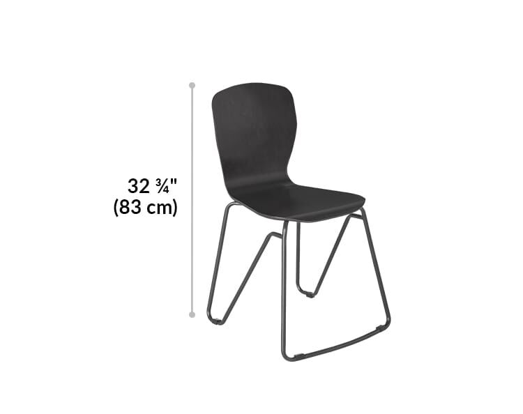 wood chair is 32.75 inches tall