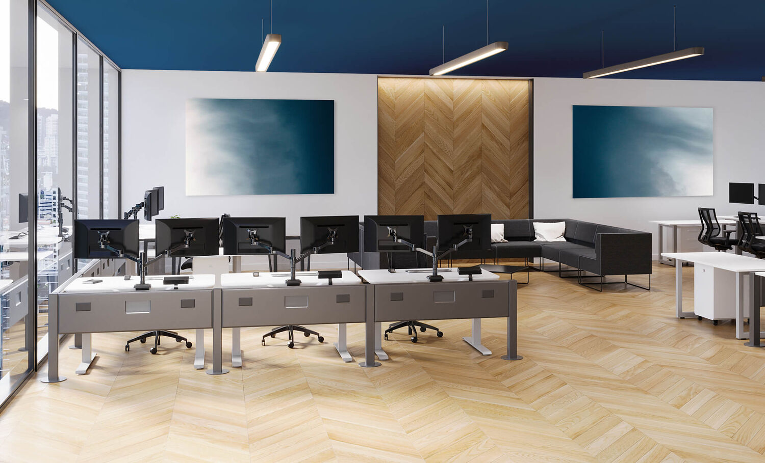 power beams in office setting