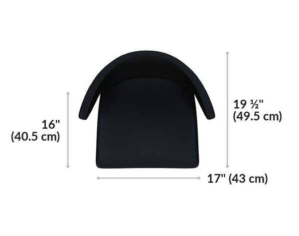 tall cafe chair seat is 16 inches long and 17 inches wide