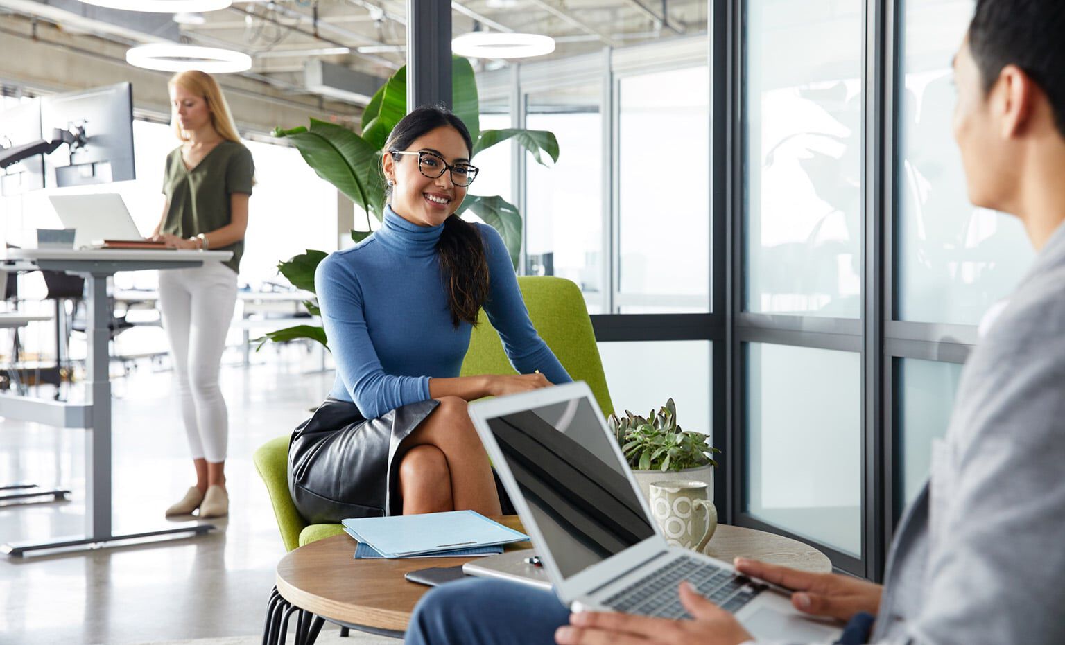 employees using a collaboratve workspace
