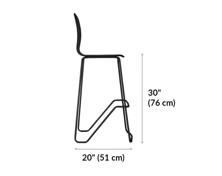 wood conference chair base is 20 inches deep and the seat is 30 inches high