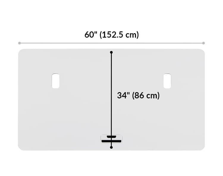 desktop is 60 inches wide and 34 inches deep.