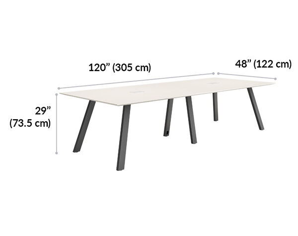 vari conference table is 29 inches wide and 120 inches long