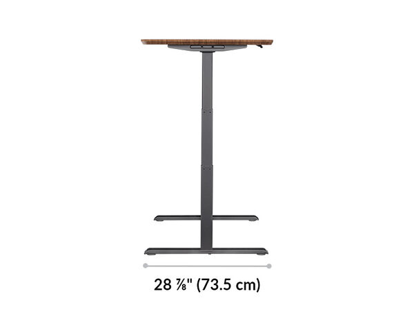 The base of the Electric Standing Desk 72x30 walnut with black Legs is 28.88 inches deep