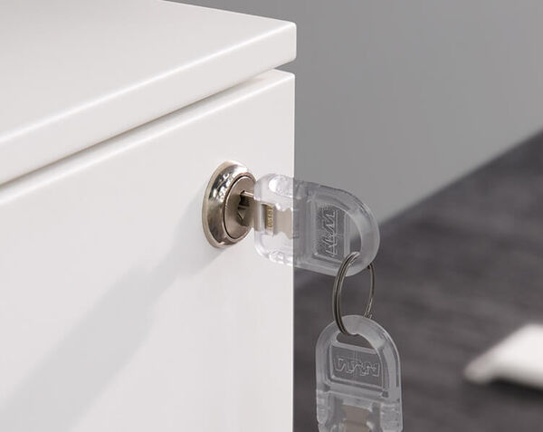 key in lock of essential file cabinet