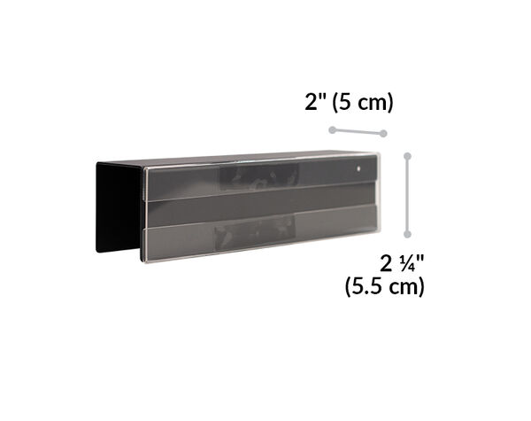 quickflex cube nameplate is two and a quarter inches tall and 2 inches wide.