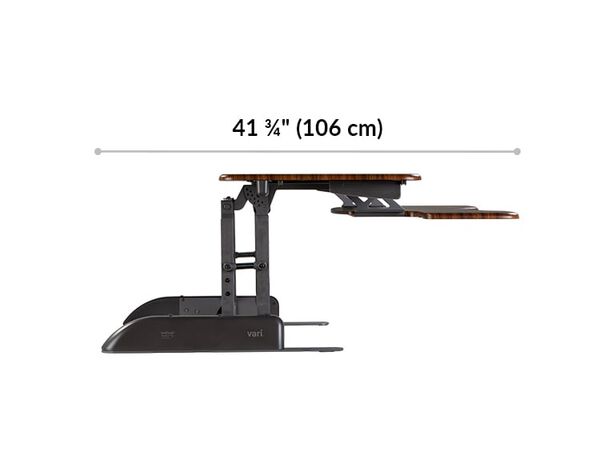 Dimension image shows that the desk riser is a total of 41.75 inches deep