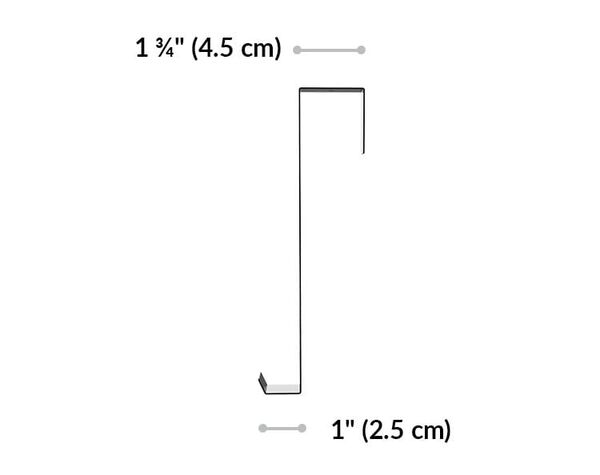 quickflex cubes hook is one and three quarter inches wide over the top and one inch wide on the bottom lip