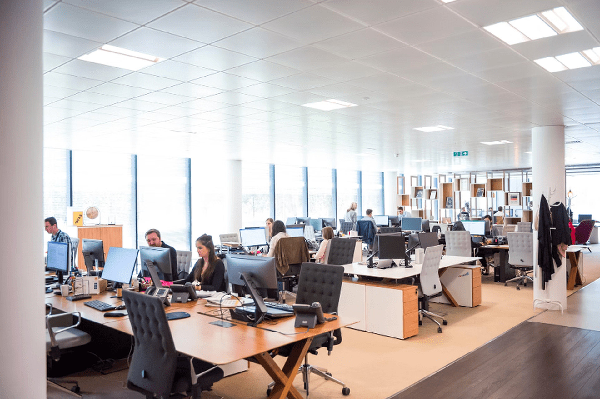 Professionals working in an office space.