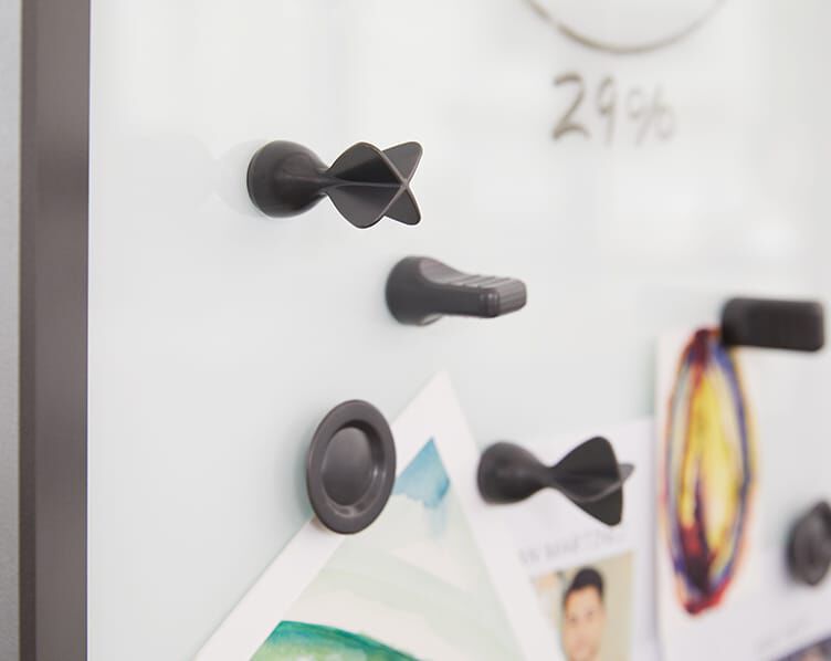 closeup of board with accessories attached to surface.