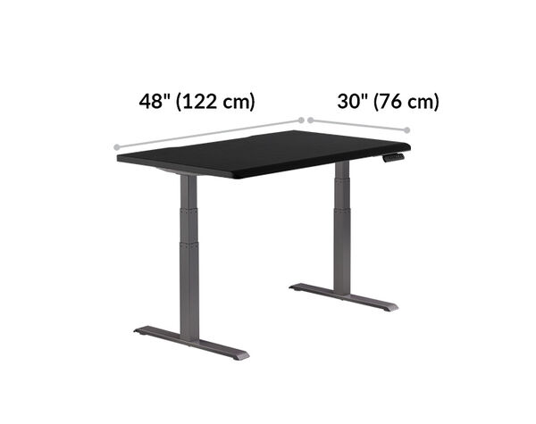 Electric Standing Desk with ComfortEdge 48x30 Black is 48 inches wide and 30 inches deep