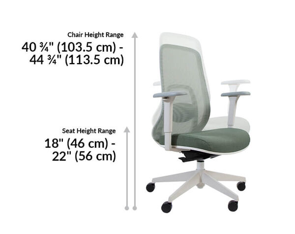 chair height range max is forty inches high