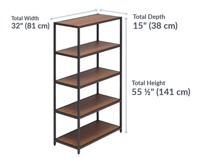 vari hanging desk cubby has a total height of 55 and a half inches and a total depth of 15 inches