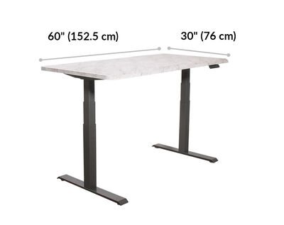 Electric Standing Desk ComfortEdge™ 60x30 Marble with Slate Legs is 60 inches wide and 30 inches deep
